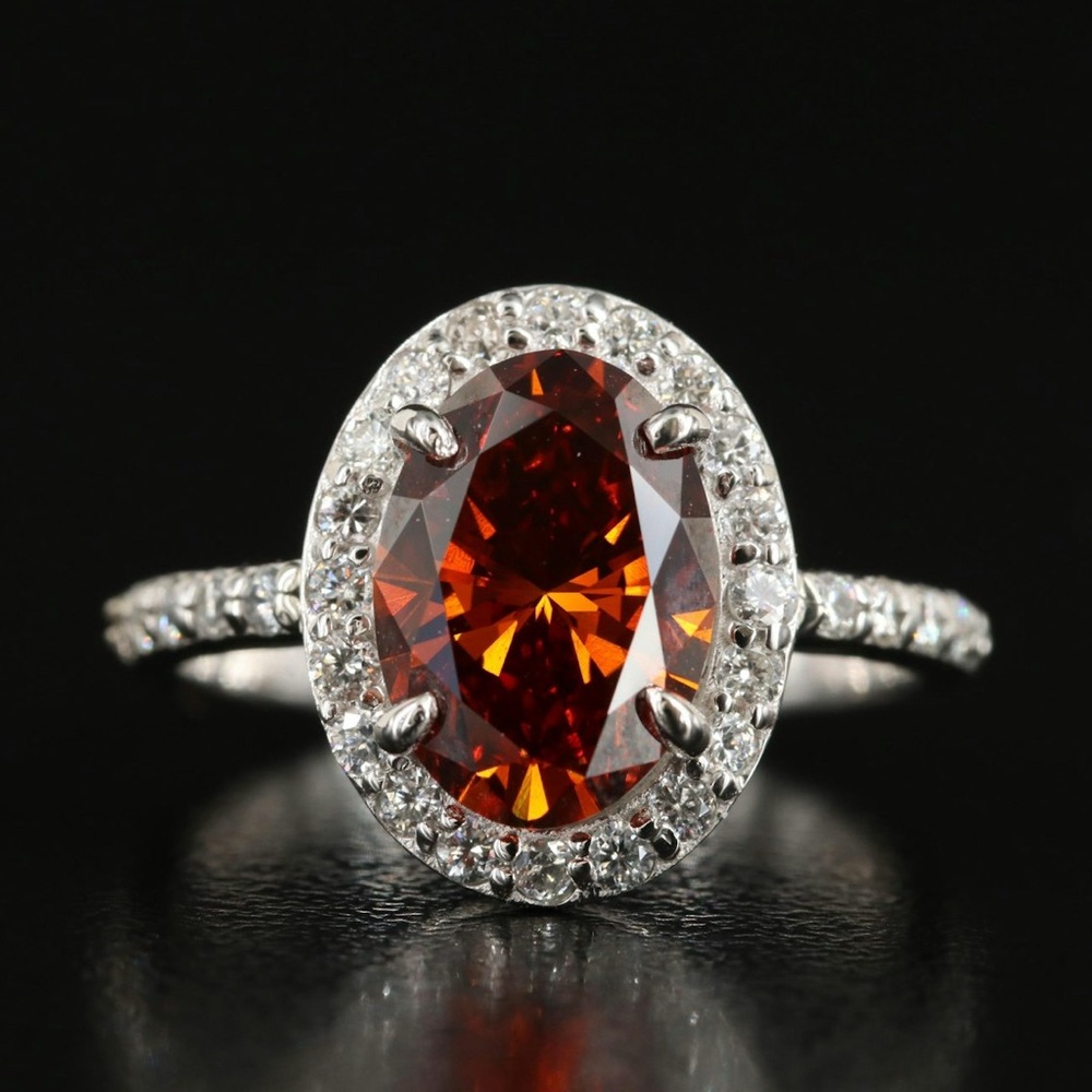 18K 2.92 CTW Diamond Ring with Fancy Orange Center